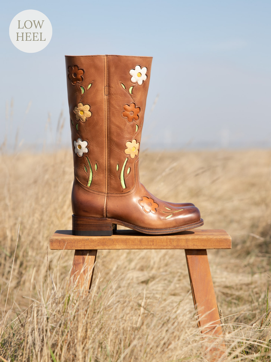 Flower Boots Hazel Brown - Wide Calf – Dandelie