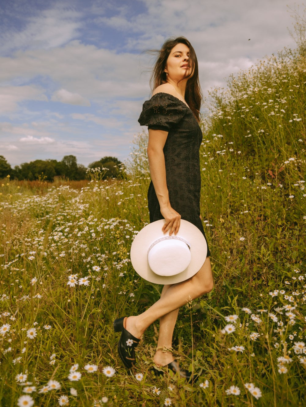 Flower Clogs Black Blanc