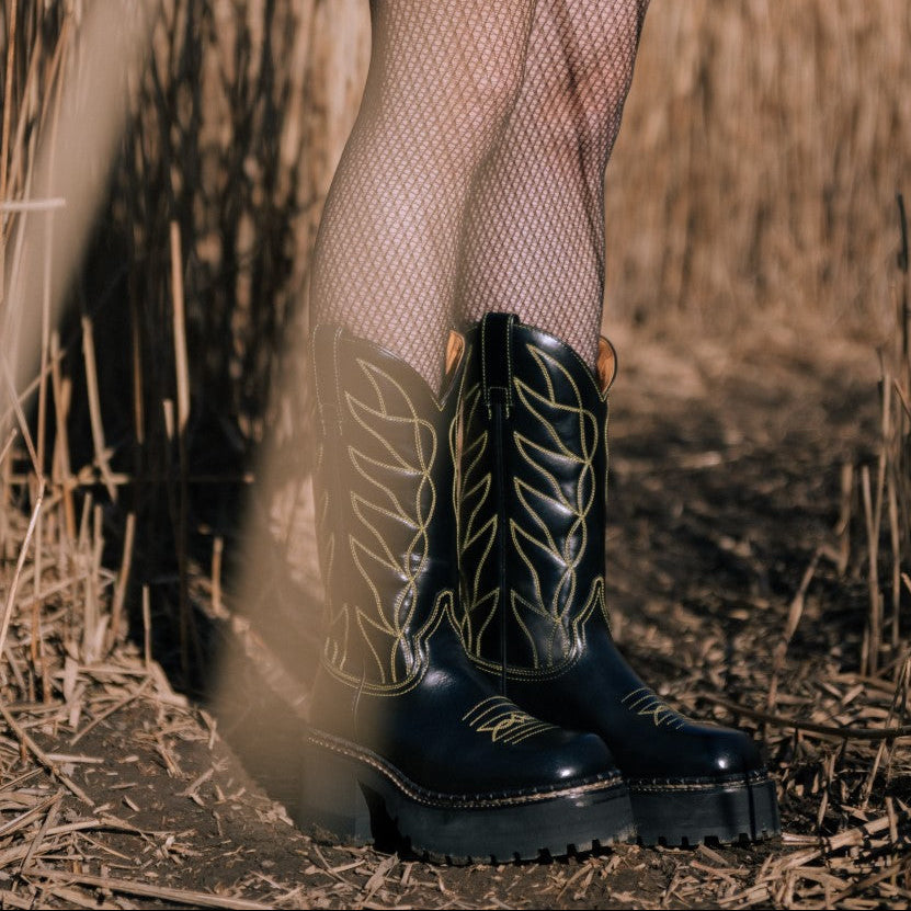 black platform boots