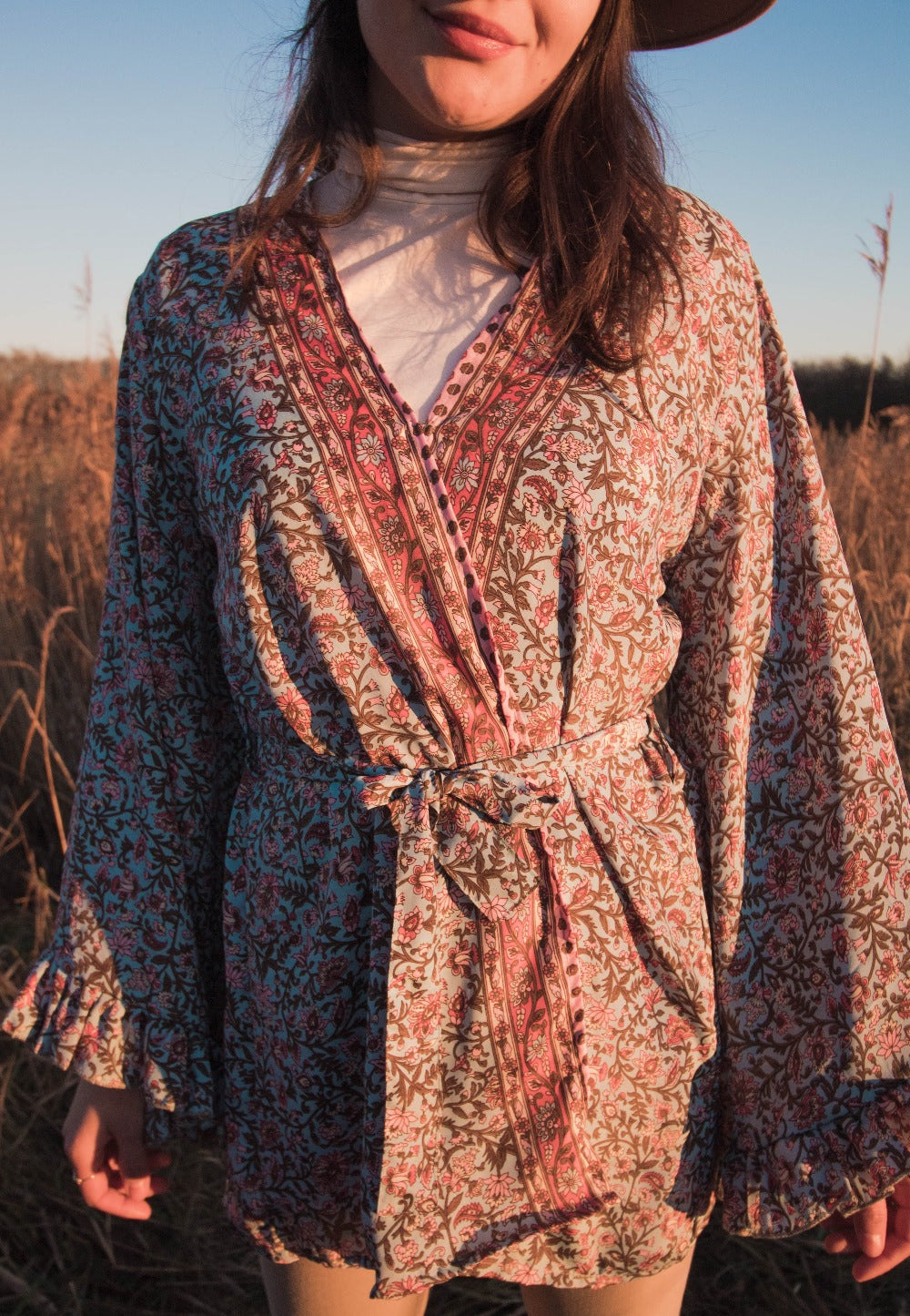 Short kimono turquoise Dandelie