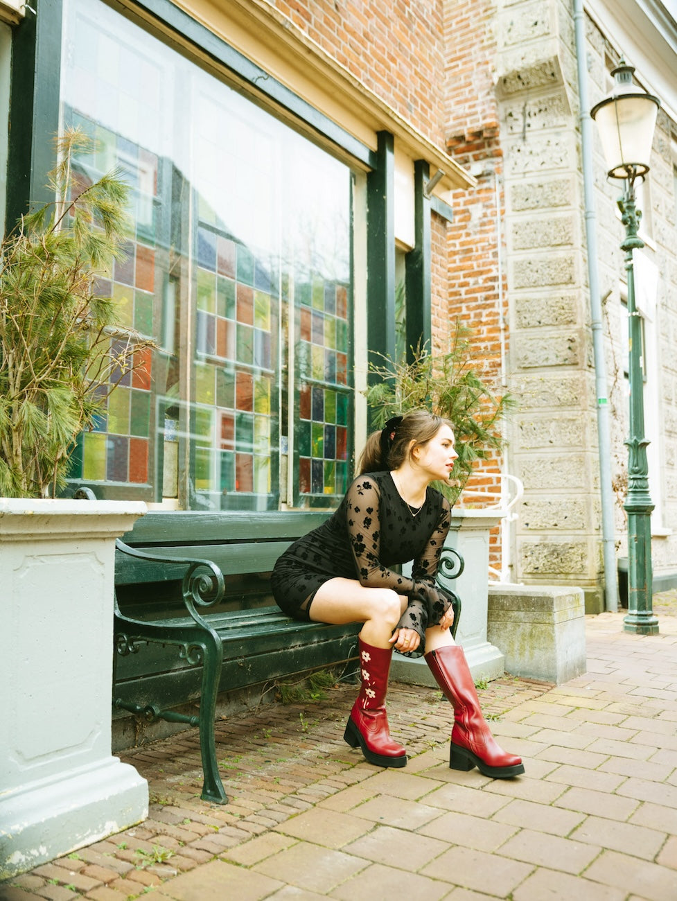 Platform Flower Boots Bordeaux – Dandelie
