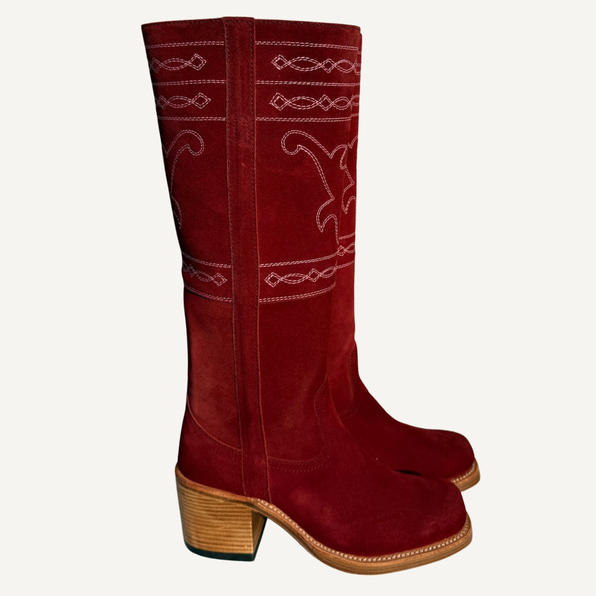 Stitching Suede Taurus Boots Red – Dandelie