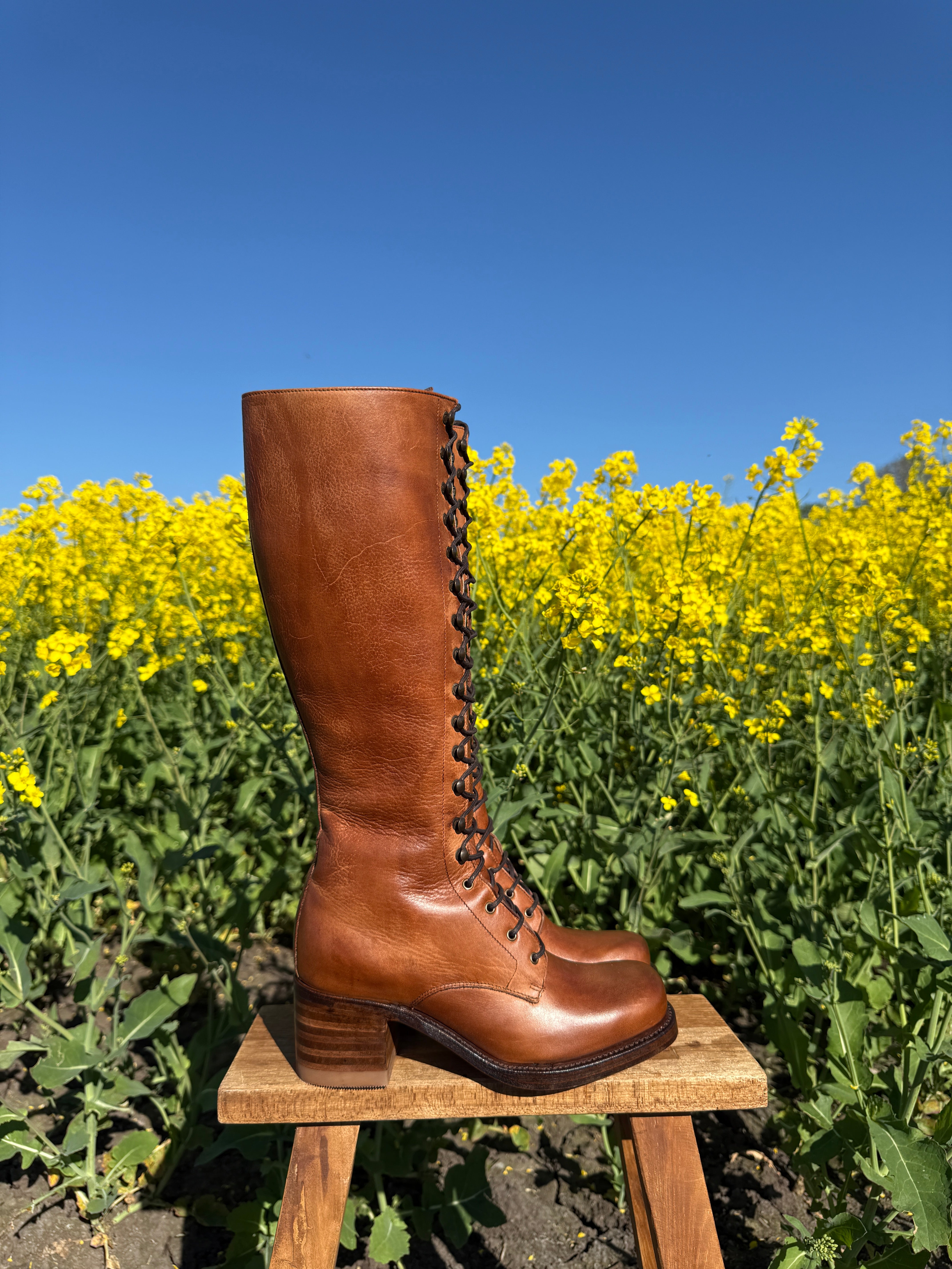 Chunky Lace Up Boots Almond Brown – Dandelie