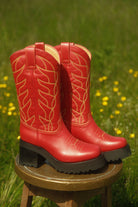 platform boots red