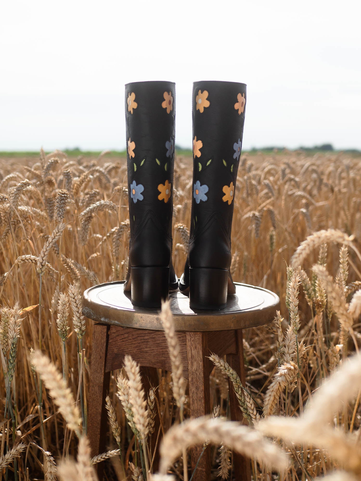 Armillary FLOWER BOOTS ブラック 25cm flower-boots-dandelie-black.