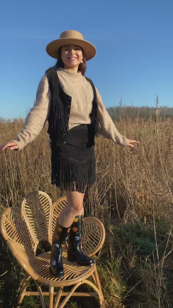 Armillary FLOWER BOOTS ブラック 25cm Flower Boots Black – Dandelie