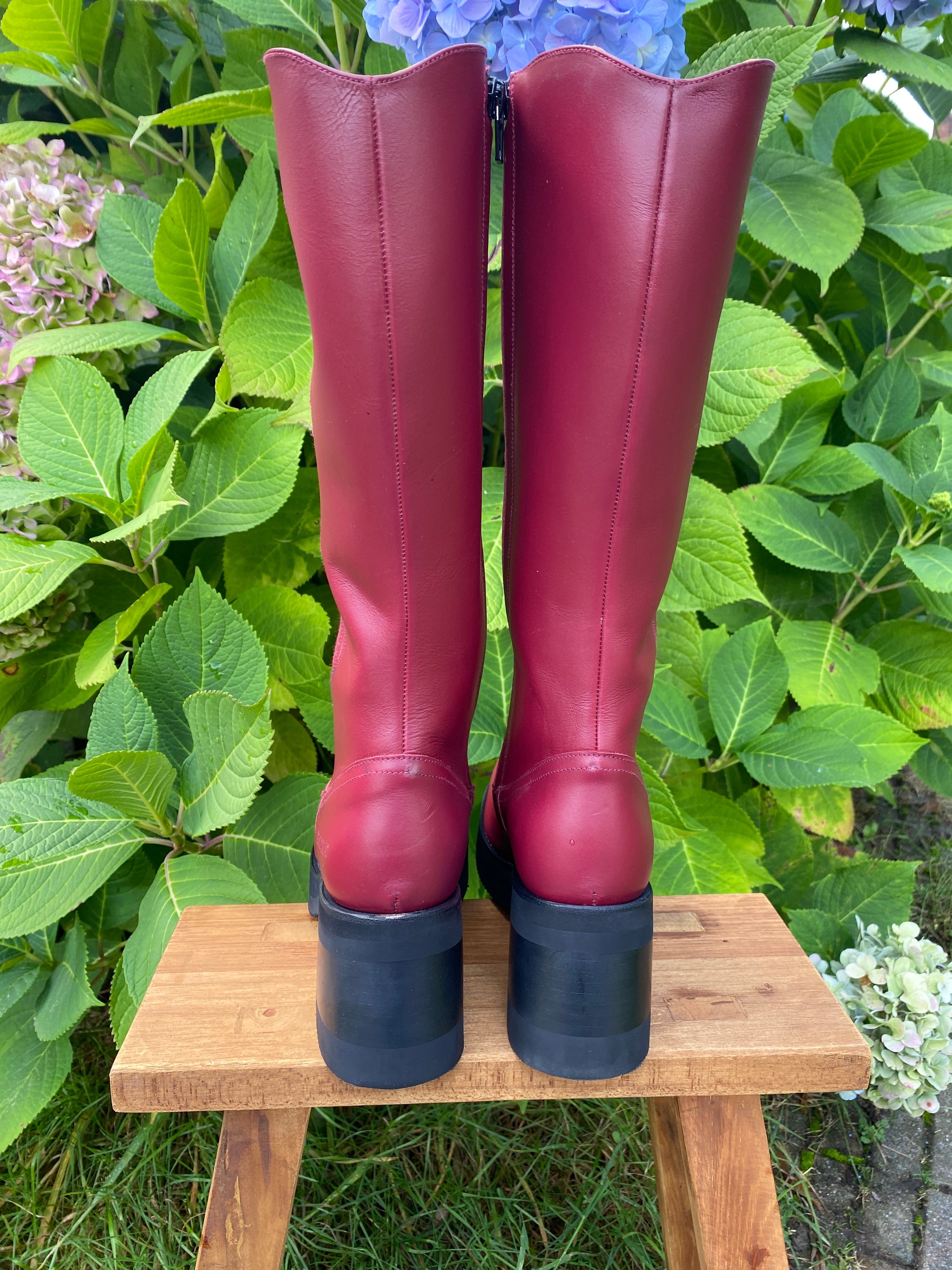 LIMITED EDITION - Platform Flower Boots Bordeaux – Dandelie