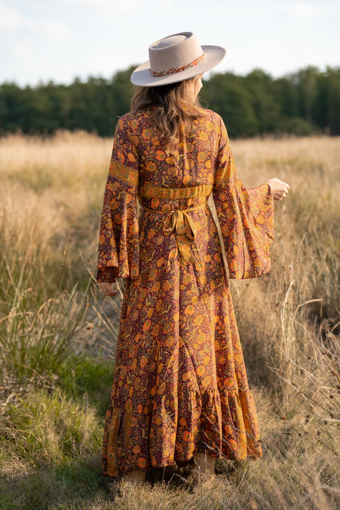 Three Quarter Sleeve Gypsy Hippie Kimono Dress