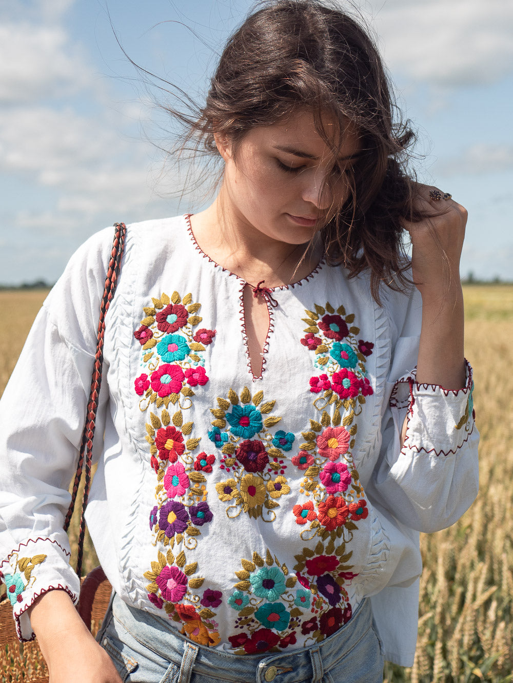 トップス FLORAL EMBROIDERED BLOUSE fetico FETICO 22AW 