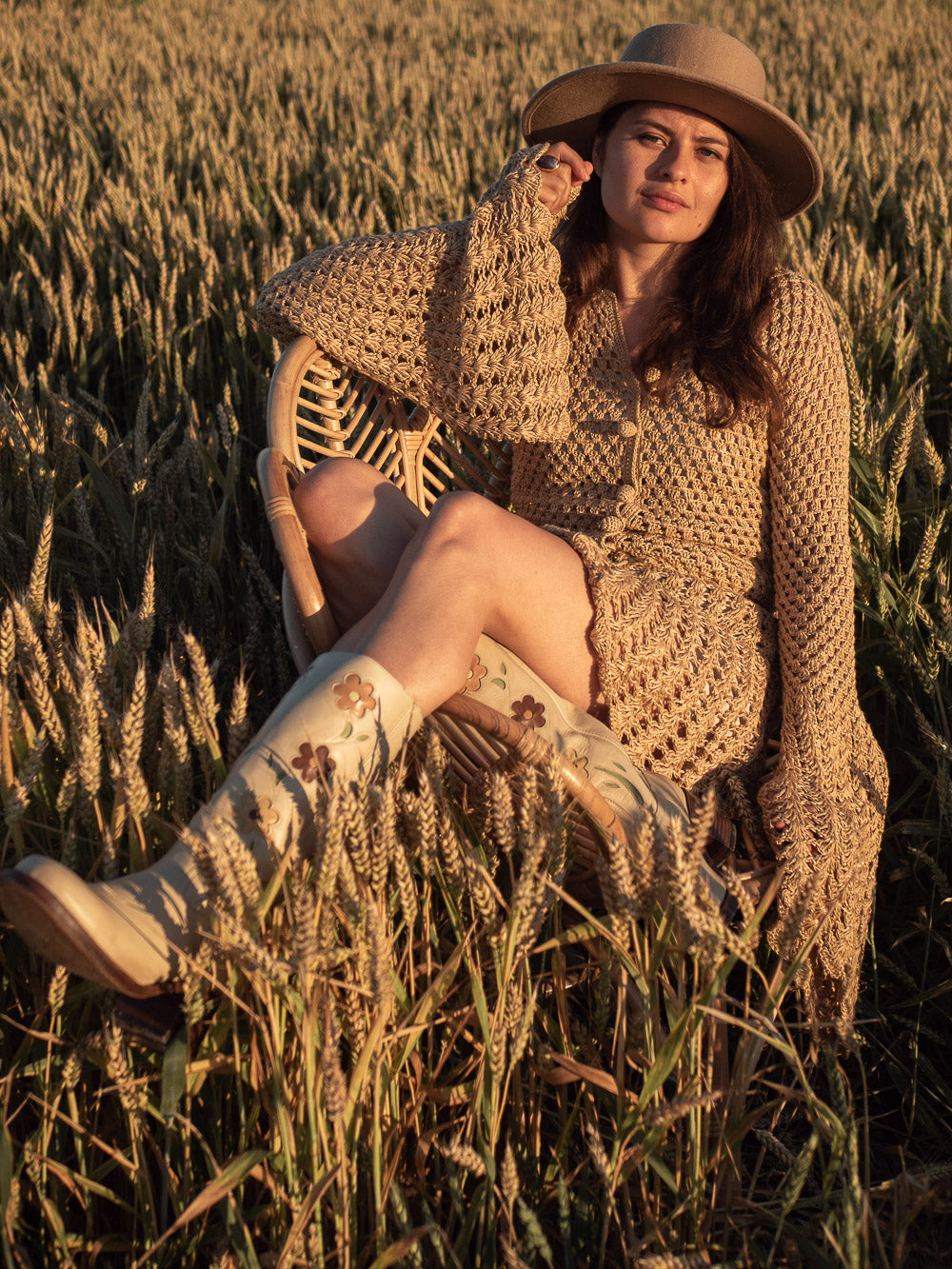 Handcrafted western boots with flowers