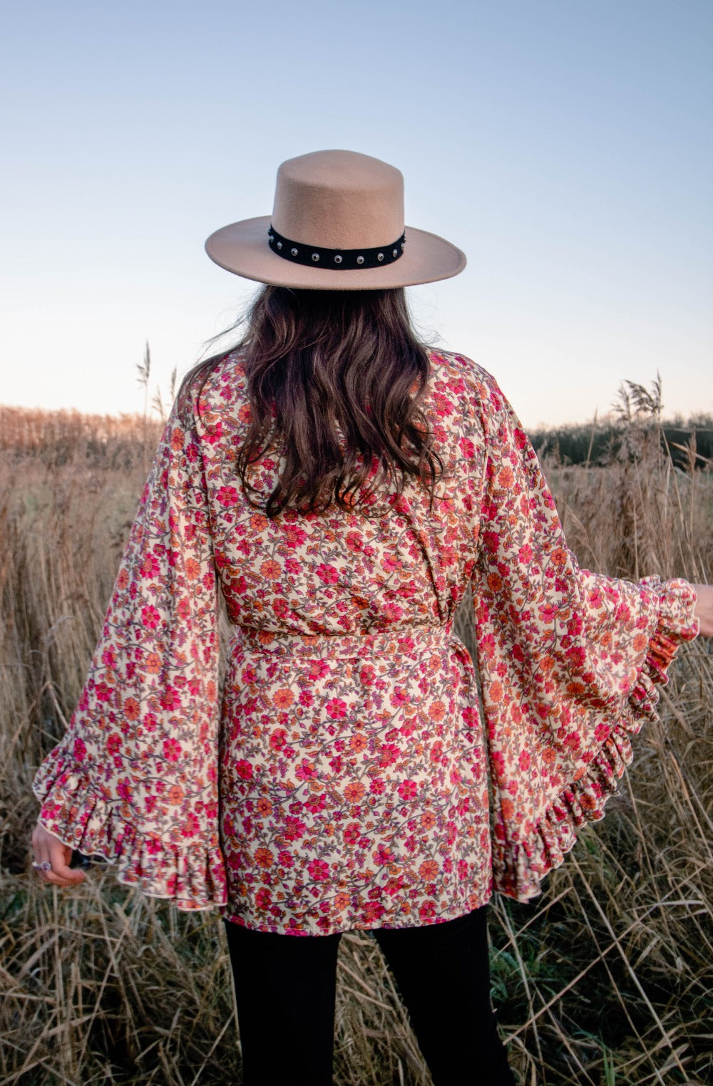 Short kimono bell sleeves orange dandelie