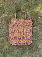 Block Print Frill Tote Brown