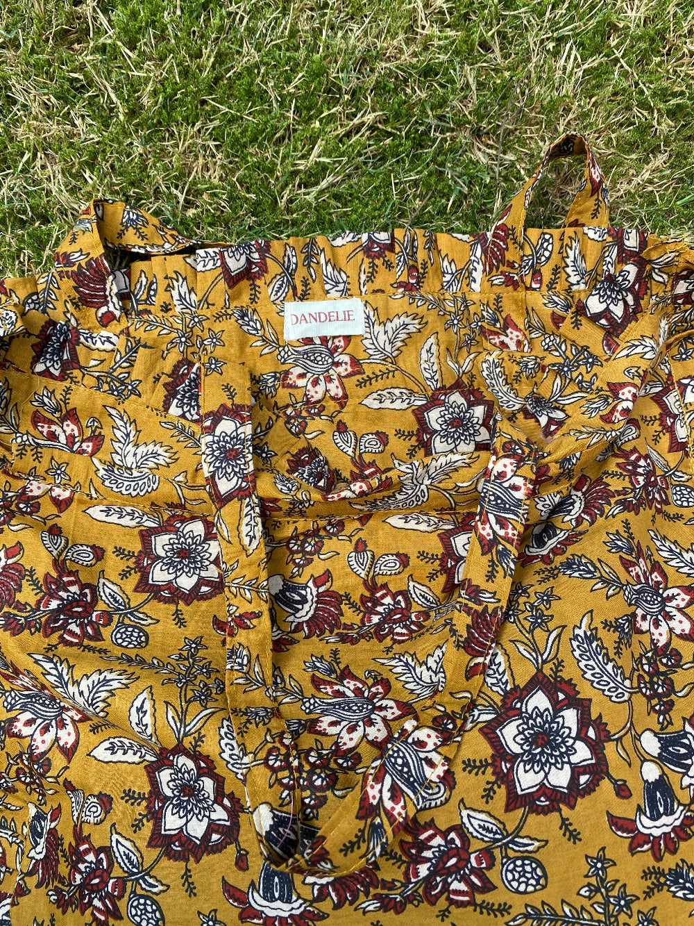 Block Print Frill Tote Brown