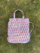 Block Print Frill Tote White Orange