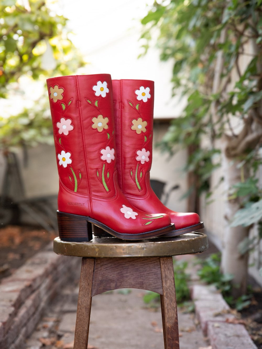 Flower Boots Red